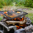 Portable Heavy Duty Steel Folding Campfire Grill Grate for Outdoor Cooking Fire Pit, Black Folded in Half