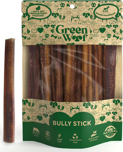 Bully Sticks (6 Inch) - Easily Digestible 100% Pure Beef Treats for Medium & Large Dogs (20 Count)