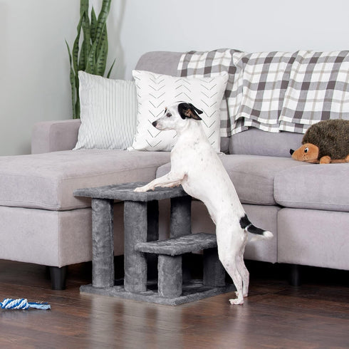 Furhaven Steady Paws Multi-Step Pet Stairs for High Beds & Sofas, Gray, 3-Step Design