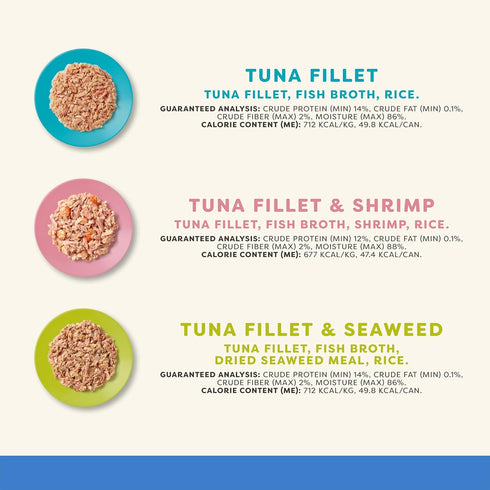 Applaws Natural Wet Cat Food, 16 Count, Limited Ingredient Canned Wet Cat Food, Fish Variety Count in Broth, 2.47oz Cans