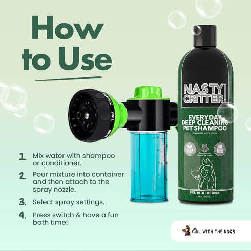Soap & Shampoo Dispenser for Pet Wash and Garden Hose Sprayer Nozzle