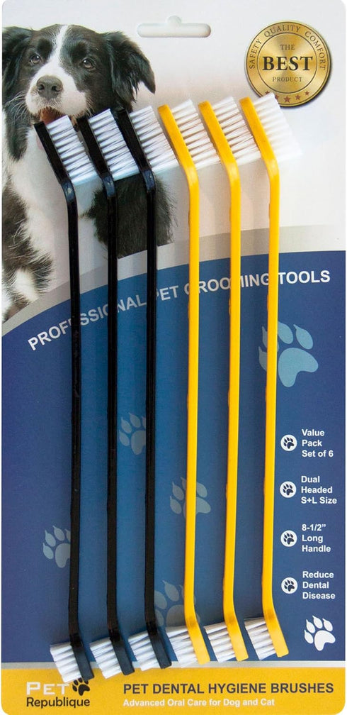 Dog Toothbrush Set of 3 - Dual Headed Dental Hygiene Brushes for Small to Large Dogs, Cats