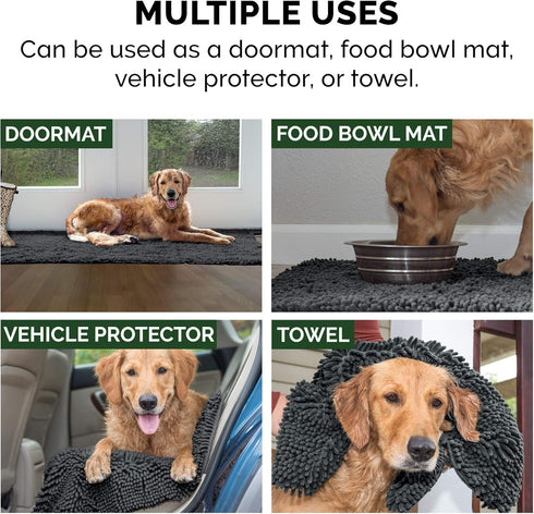 Furhaven 44" x 35" Highly Absorbent Dog Door Mat, 100% Washable, Chenille Rug, Charcoal (Gray), Extra Large/XL