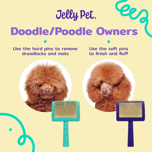 Jelly Pet Universal Slicker Brush for Dogs, Dog Grooming Brush, Remove Tangles and Dead Undercoat, Tuffer Than Tangles