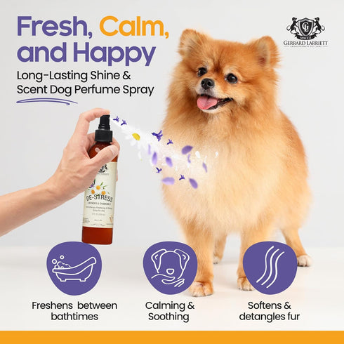 Dog Perfume Spray, Long Lasting Chamomile & Lavender, 8 Fl Oz, Calming Deodorizer for Dogs