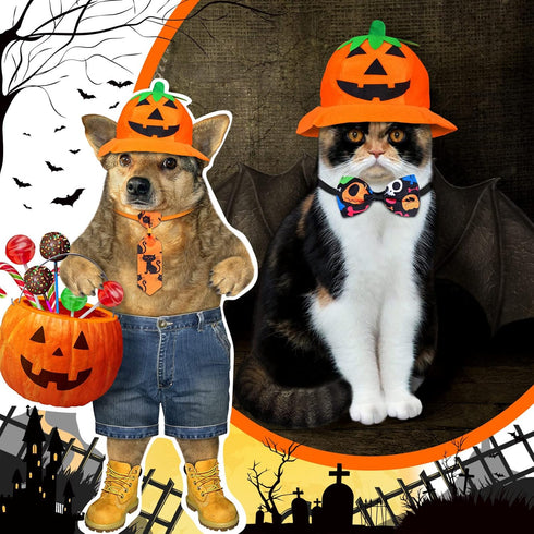 50 Pcs Halloween Dog Bow Ties Adjustable Cat Bow Ties Neckties Set for Halloween Dogs Cat Decoration Supplies (Ghost)