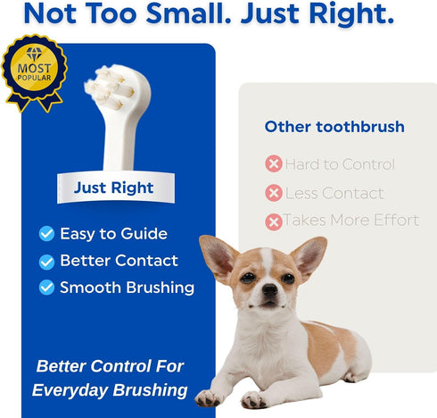 15 3EA MIND UP Dog Toothbrush with Micro Head, Angled Handle for Ultra-Small Dogs, Pet Toothbrush for Back Teeth