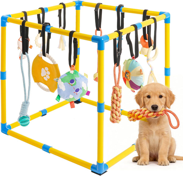Grevigily Puppy Play Gym for Small Dogs, 23.6"x 23.6" Large Indoor Dog Jungle