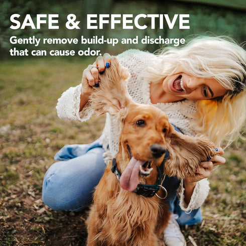 Vet's Best Ear Relief Finger Wipes - 50 Disposable Cleansing Wipes for Dogs, Soothes & Deodorizes