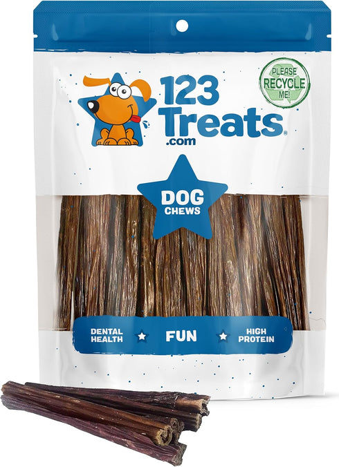 123 Treats Beef Gullet Jerky Sticks - (6 Inches - 30 Count)