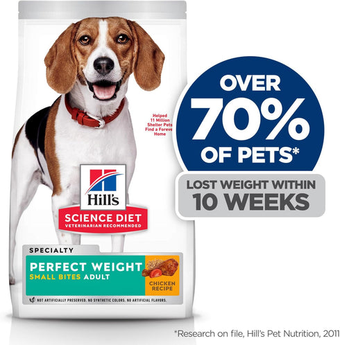 4 lb. Hill's Science Diet Adult Perfect Weight Small Bites Dry Dog Food, Chicken, Bag