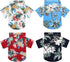 4 Pieces Pet Summer T-Shirts, Hawaii Style Floral Dog Shirt Hawaiian Printed Breathable Cool Clothes for Small Puppy