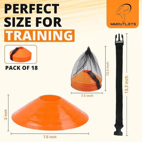 Soccer Cones for Drills with Mesh Bag & Strap-Flexible, Heavy-Duty Sports Cones for Soccer Practice, Basketball, Fitness Training- Agility Cone Sports for Indoor & Outdoor Games