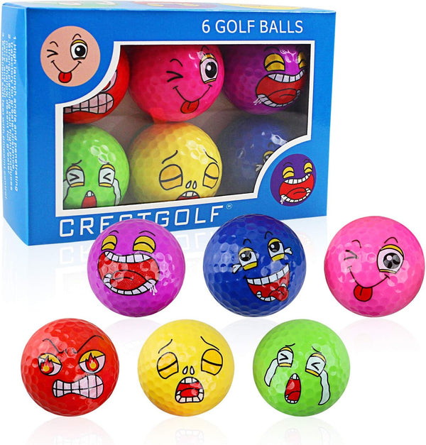 MYKUJA Funny Golf Balls with Hat Clip Ball Marker - 6 Pack of Novelty Colored Golf Balls