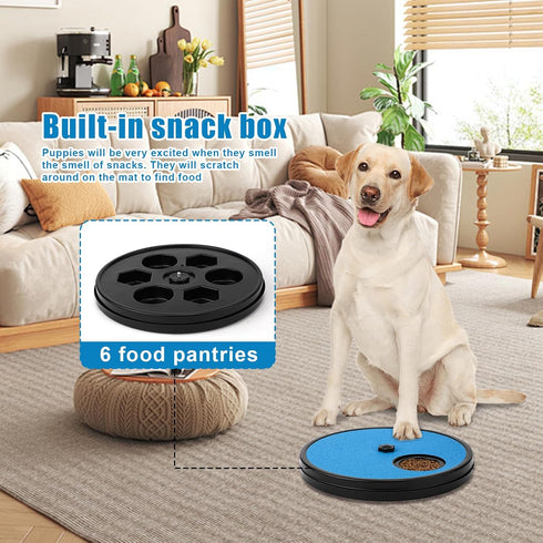 NQEUEPN 3 1 Dog Scratch Pad for Nails, in Round Rotatable Pet Grinding Mat, Slow Food Storage Box, Fun File Board