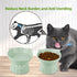 Elevated Ceramic Cat Bowls, 2Pc Extra Wide Raised Shallow Food and Water Dish, Whisker Friendly, Anti Vomit, Microwave