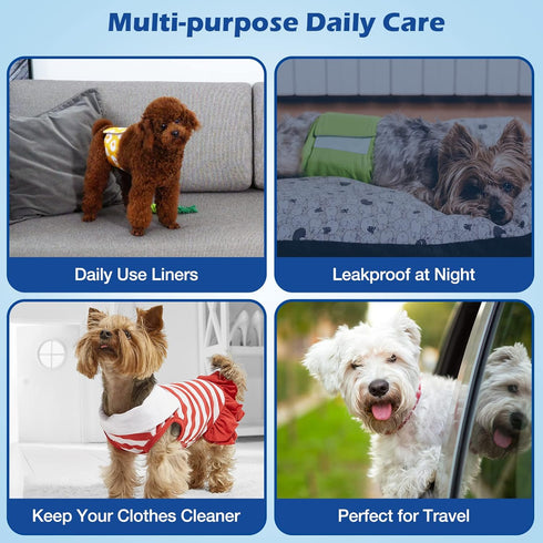 Disposable Dog Diaper Liners Booster Pads for Male and Female Dogs, Doggie Diaper Inserts Fit Most Types of Dog Diapers