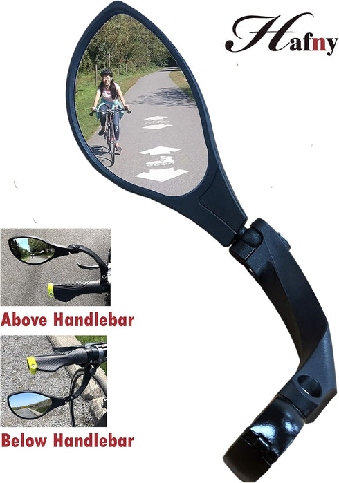 Hafny HD Blast-Resistant Bike Mirror, Adjustable Rotatable Rearview Mirror for Bicycle