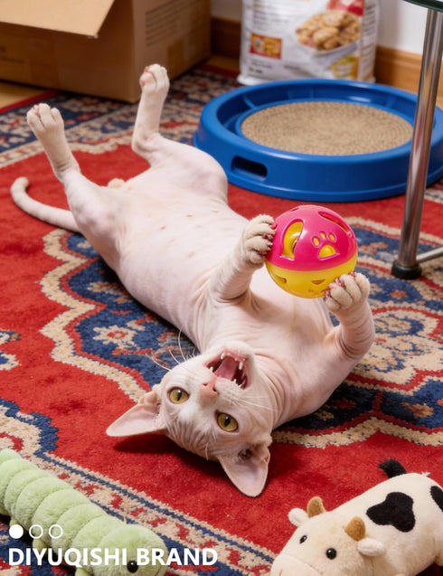 6 Pack 4 2 (1.5'') Cat Toys Balls for Indoor Kitten, Long-Lasting Plastic Balls & Plush Bells Balls, Interactive Kitty