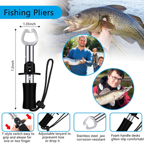 Sosation 134 Pcs Fishing Tool Kit, Fishing Gear and Equipment with Pliers, Lures, Hook Remover, Lip Gripper