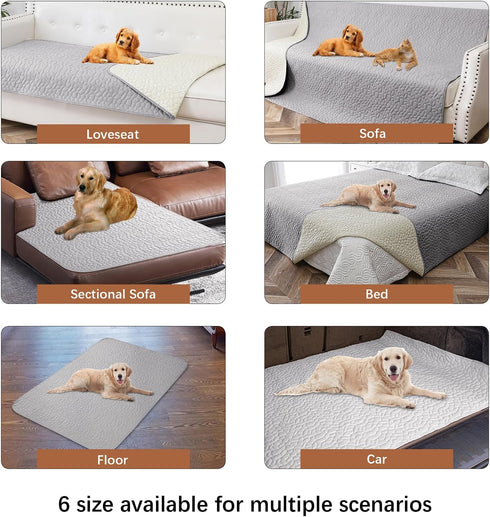 Waterproof Dog Blanket, Washable Anti-Slip Couch Covers for Sofa, Pet Hair Resistant, 40x50, Lightgrey