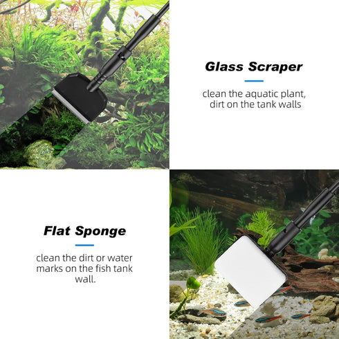 hygger Small Fish Tank Cleaner, Aquarium Cleaning Tools Kit with Handle and Accessories