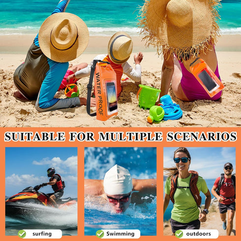 IP68 Waterproof Dry Bag, 2L - Roll Top Waterproof Pool Bag with Phone Pouch, Boating & Kayak Accessories (Orange)