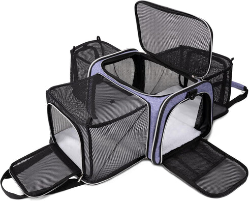 BAGLHER Cat Carrier Bag, Airline Approved Soft-Sided Pet Travel with 5 Open Doors, Expandable Foldable Dog Carrier