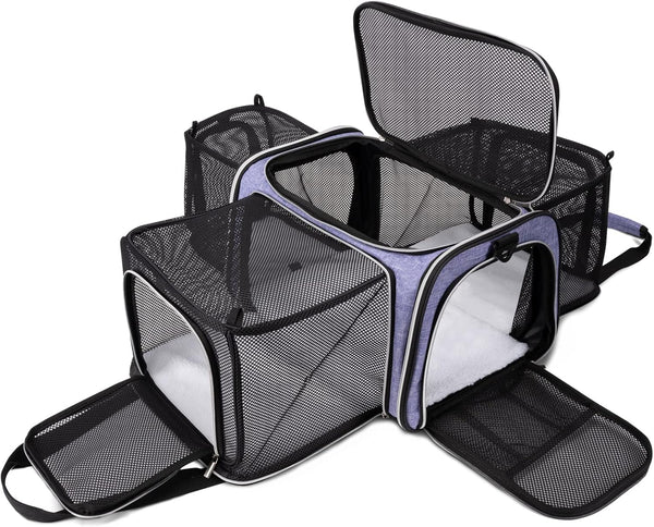 BAGLHER Cat Carrier Bag, Airline Approved Soft-Sided Pet Travel with 5 Open Doors, Expandable Foldable Dog Carrier