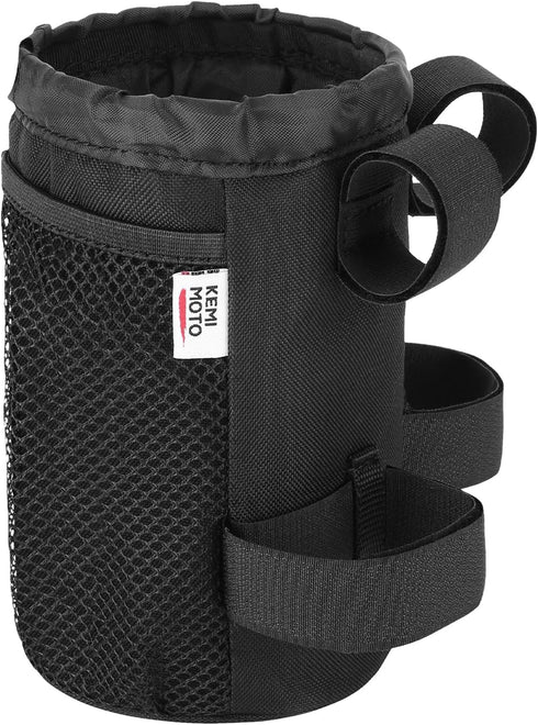 KEMIMOTO Large Bike Cup Holder, Bicycle Water Bottle Holder for Handlebar with Mesh Pockets Phone Bag