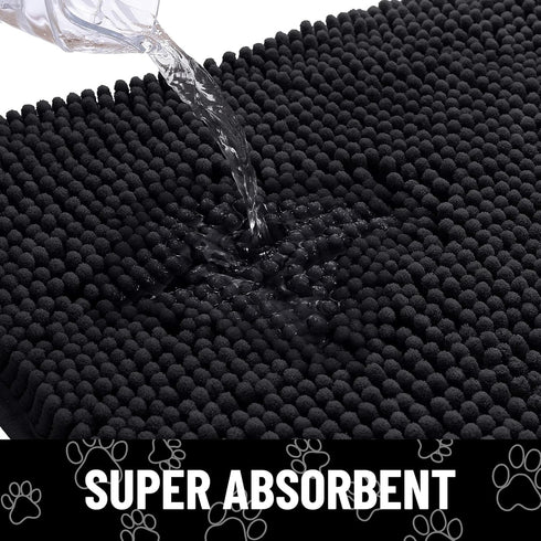 smiry Dog Door Mat for Muddy Paws, Absorbent Dirt Trapper Non-Slip Washable Mat, Quick Dry Chenille, 40x32 Inches,