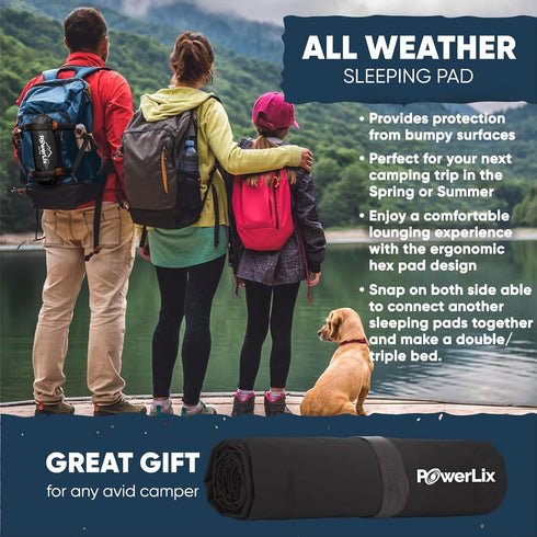 POWERLIX Ultralight Sleeping Pad for Camping with Inflating Bag - Compact Lightweight Air Mattress