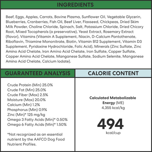 1 lb (16 Oz) The Pets Table Beef & Berries Grain-Free Air Dried Dog Food, Bag