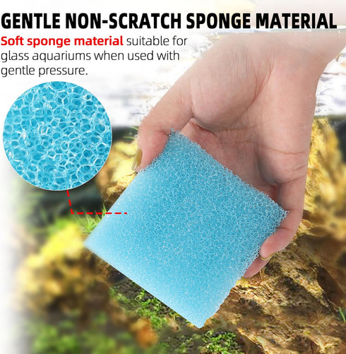 6-Pack (3.25 3.25 1 Aquarium Glass Cleaning Sponge x x in), Non-Scratch Aquarium Cleaner for Fish & Turtle Tanks