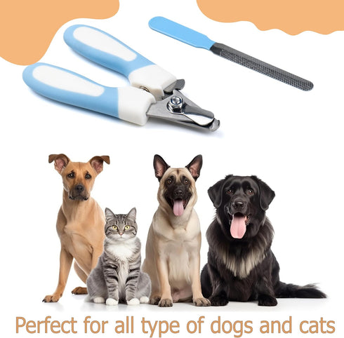 Pet Nail Clippers with Safety Guard, Heavy-Duty Design for Dogs and Cats, Includes Nail Files for Precise Trimming