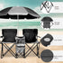 Volowoo Double Camping Chair,Double Folding Beach Chairs, Camping Chair W/Umbrella Mini Table Beverage Holder Carrying