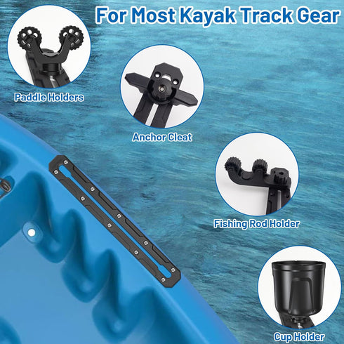 Kayak Track - 13.3 Inch Low Profile Gear Track Mount Accessories for Fishing Rod Holder, 2 Pack
