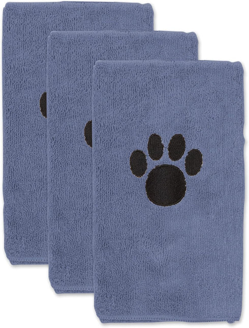 Bone Dry Pet Grooming Towel Collection Trellis Print, Microfiber Absorbent Drying Set, 15x30, Gray, 3 Count