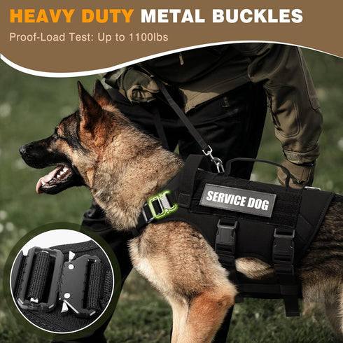 WINSEE Service Dog in Training Vest, Tactical MOLLE Vest for Large Dog, 10 Pet Patches, 2 Handles
