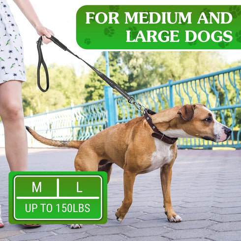 Heavy Duty Dog Leash 4-6Ft Length – Reflective Bungee Leash for Medium, Large Dogs with Traffic Control Handle