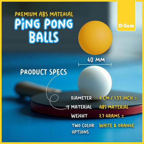 D-Xam 15 Pack 40mm 1 Ping Pong Balls Orange or White Official Size High Bounce Professional Star ABS Table Tennis Ball