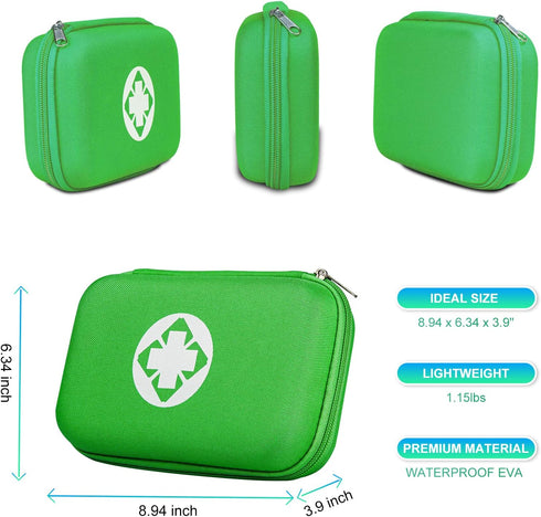 YIDERBO Car-Home Survival First-Aid Kit Emergency-Kit - Green, 273 Piece Equipment Travel Supplies for Camping
