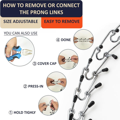 Adjustable Prong Collar for Dogs, Quick-Release Metal Buckle Pinch Collar, Stainless Steel Choker (S/Neck Girth