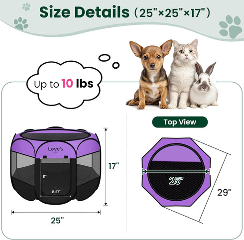Love's cabin Pet Puppy Dog Playpen, Small Dog Tent Crates Cage Indoor/Outdoor, Portable Playpen for Cat, Foldable Pop