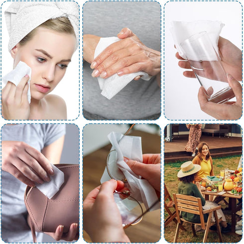 Meyeyaia 140 Pack 11x 7.87inch Disposable Compressed Face Towels for Travel - Portable Compressed Towel Tablets