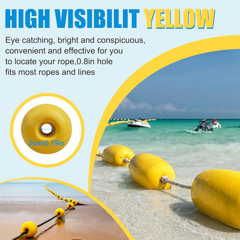 SILANON Marine Rope Floats, 4/6pcs Crab Trap Buoy Fishing Marker Buoys, Yellow Oval Water Floats