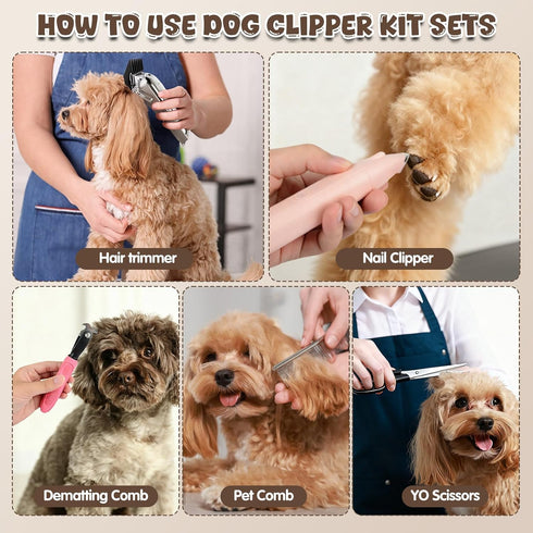 Trimmer Trimmer Dog Grooming Kit with Dog Clippers Rechargeable Wireless Grooming Clippers, Pet for Thick Fur