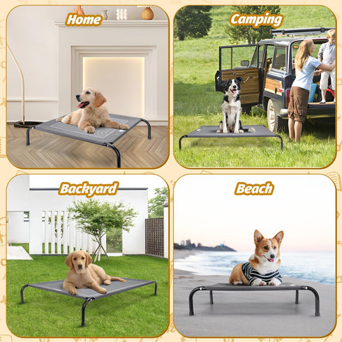Nobleza Raised Dog Cot Bed for Small Medium Dogs, Outdoor Elevated Pet Bed, Washable Dog Chair, 34.3"X 25.6", Grey, M