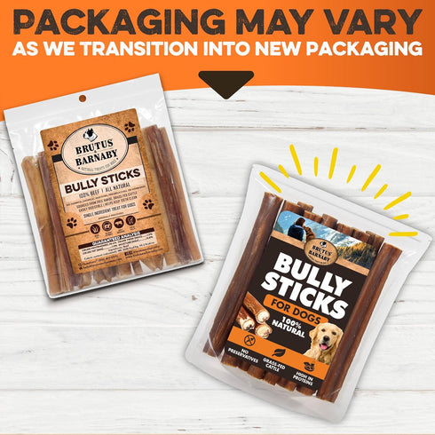 BRUTUS & BARNABY 6" Bully Sticks for Dogs, Low-to-No Odor, Grass-Fed Chews