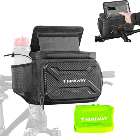 Himiway Multifunctional Bike Handlebar Bag, IP65 Waterproof with Foldable TPU Phone Holder & 2 Bottle Mesh Bags